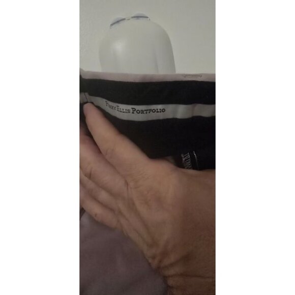 Perry Ellis Portfolio Dress Pants 100% Polyester Khaki Color 36x30 - Picture 3 of 4